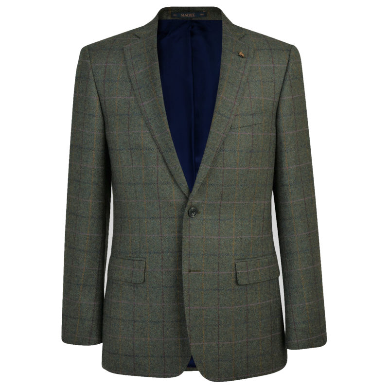 Magee Men's Clady Donegal Tweed Jacket 54385 - (Forest Green Herringbone) | 1