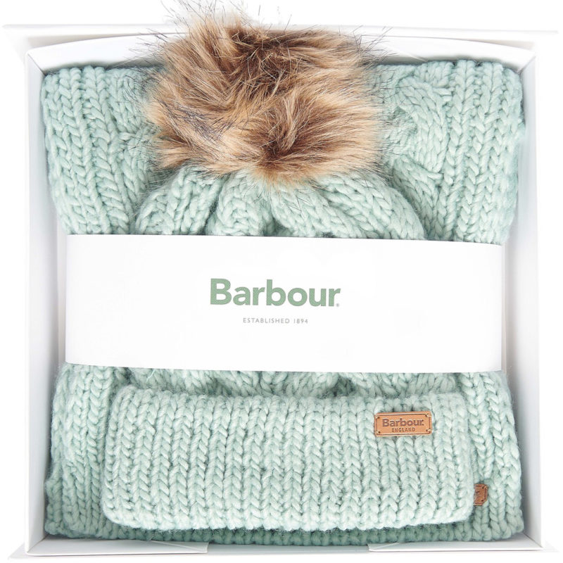 Barbour Women's Penshaw Hat & Scarf Gift Set - (Soft Mint) | 1