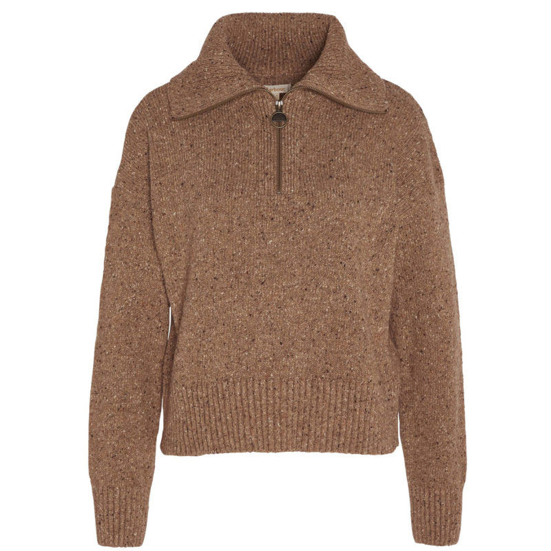 Barbour Women's Lavensdale Half Zip Knitted Jumper - (Honey) | 1