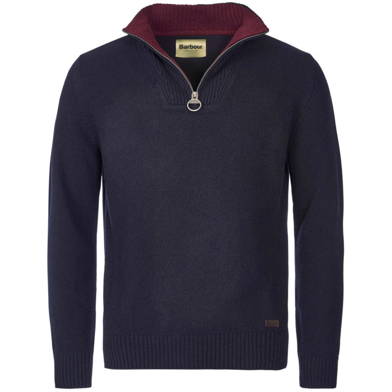 Barbour Men's Nelson Essential Half Zip Knitted Jumper - (Navy) | 1