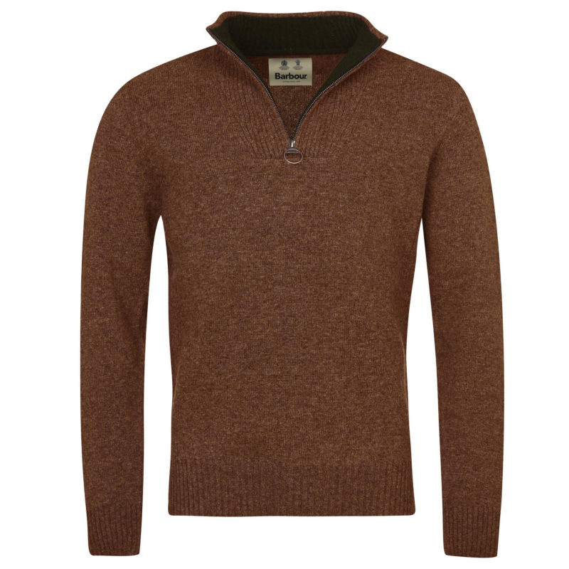 Barbour Men's Nelson Essential Half Zip Knitted Jumper - (Dark Sand) | 1