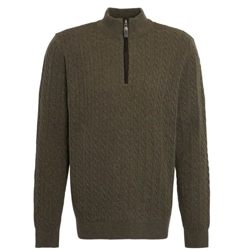 Barbour Men's Ramsden Half Zip Knitted Jumper - (Ivy Green) | 1