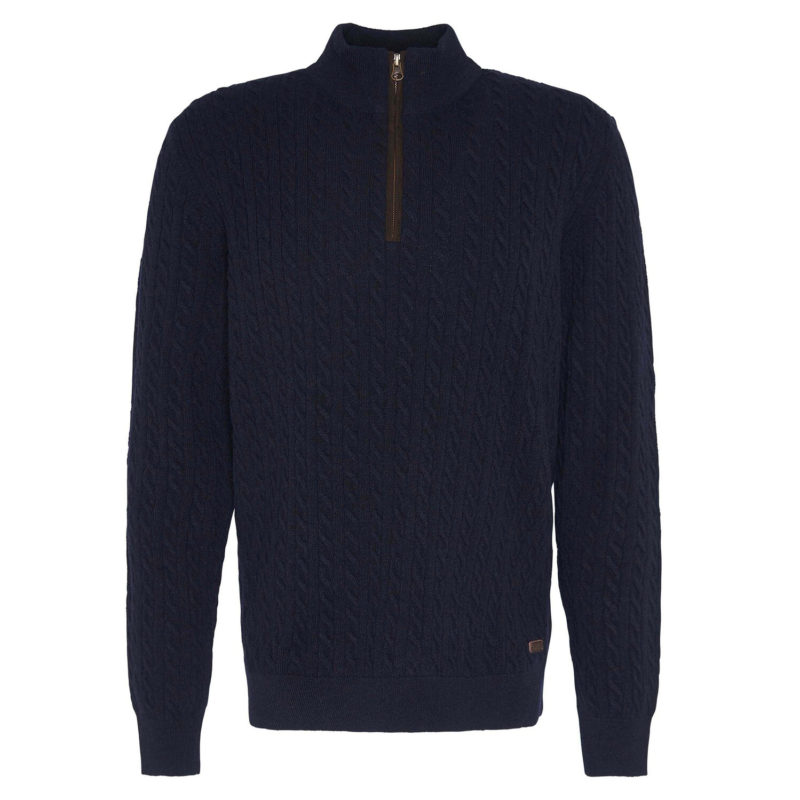 Barbour Men's Ramsden Half Zip Knitted Jumper - (Navy) | 1