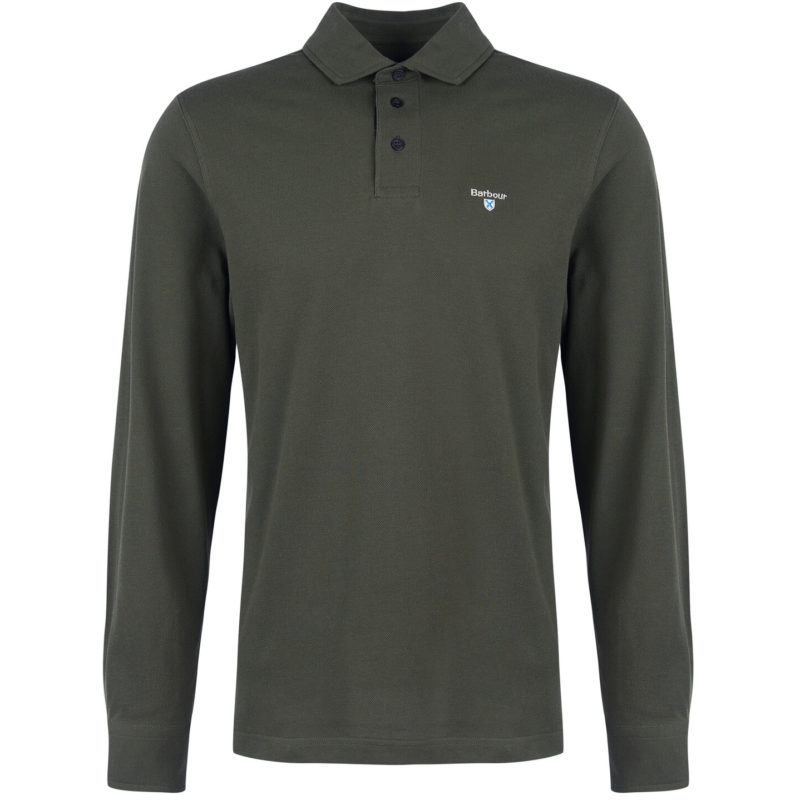 Barbour Men's Firbank Long Sleeve Polo Shirt - (Olive) | 1