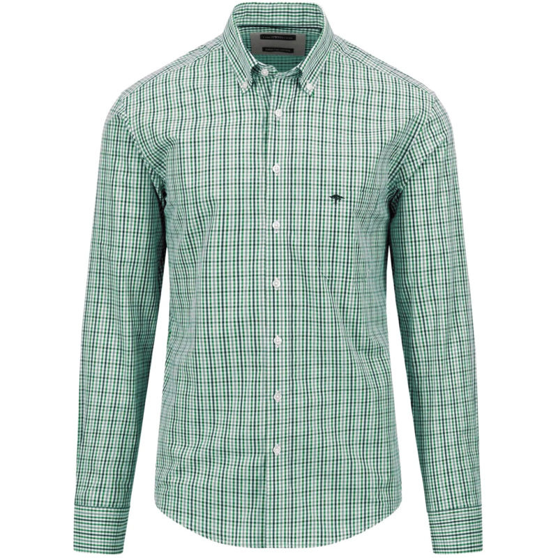 Fynch-Hatton Men's Superfine Cotton Check Shirt - (Grass Green) | 1