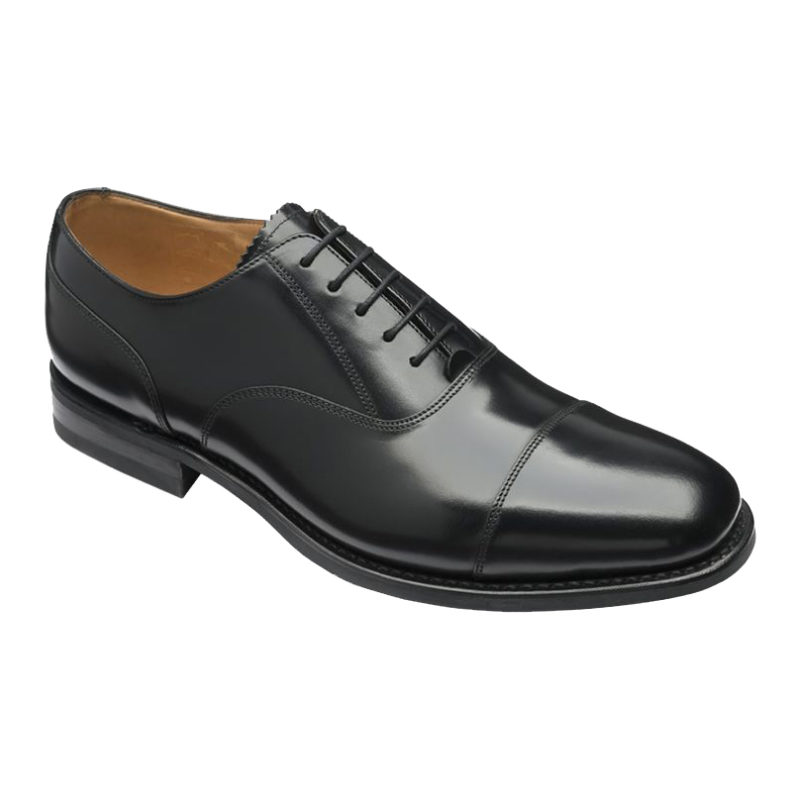 Loake Men's 300BRF Black Polished Oxford Toe-Cap Shoe - (Black) | 1