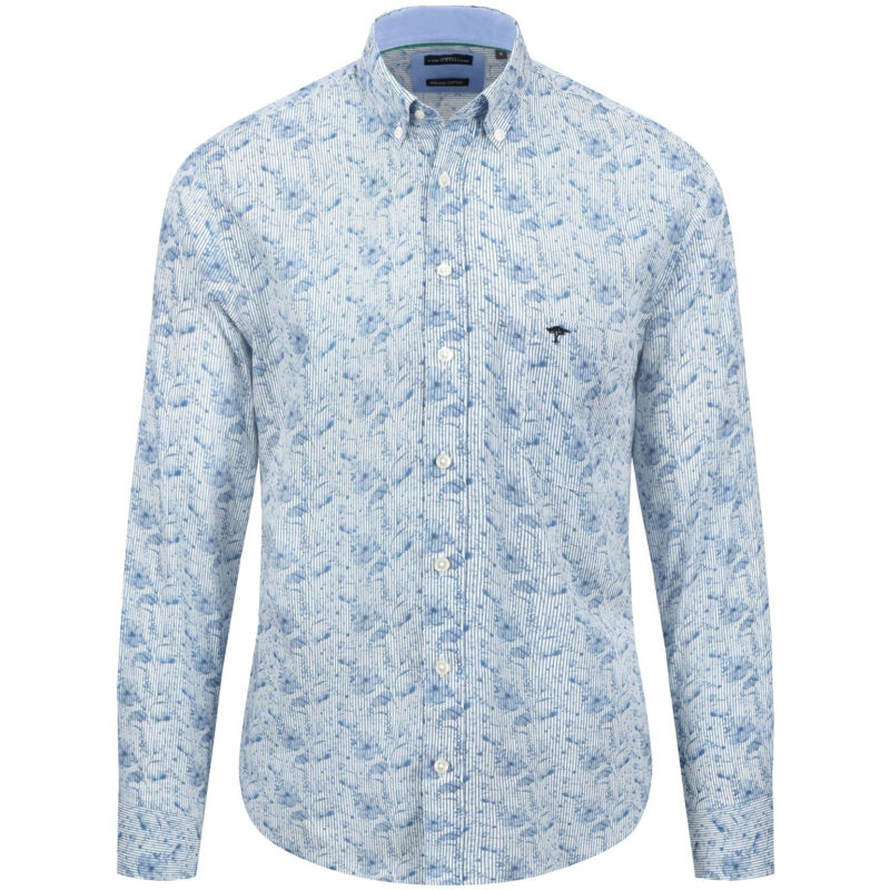 Fynch-Hatton Men's Premium Cotton Floral Shirt - (Cloud Blue) | 1