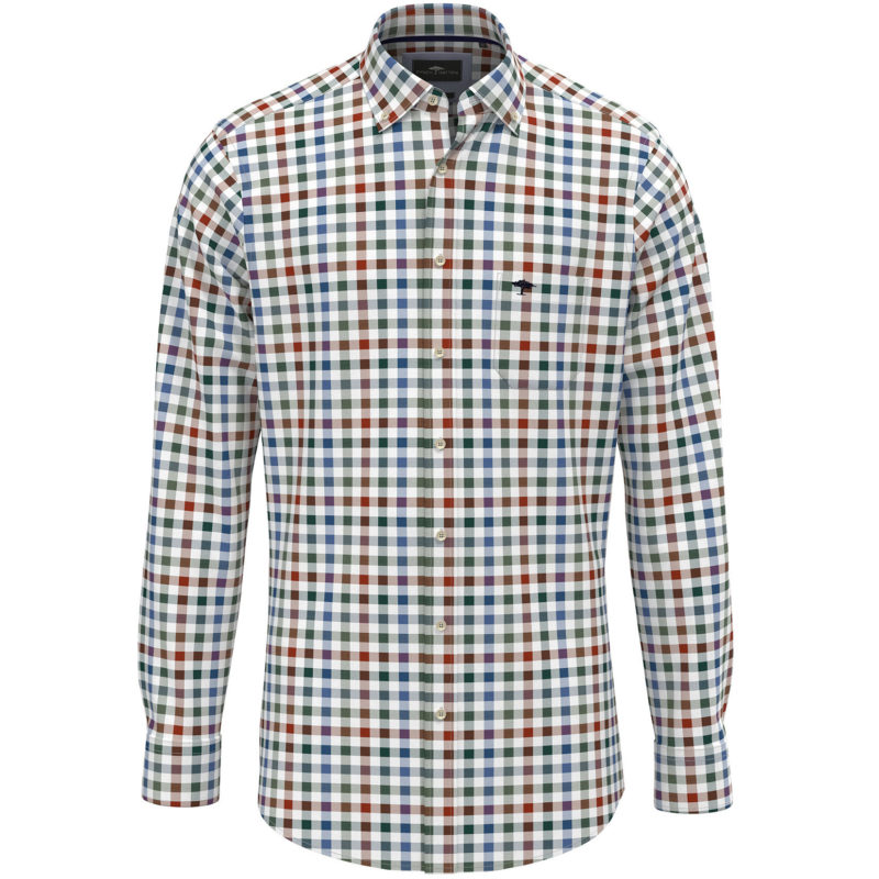 Fynch-Hatton Men's Supersoft Cotton Classic Combi-Check Shirt - (Rust) | 1