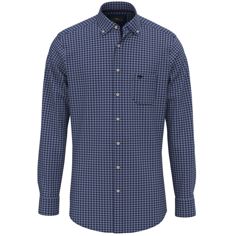 Fynch-Hatton Men's Supersoft Cotton Check Shirt - (Navy) | 1