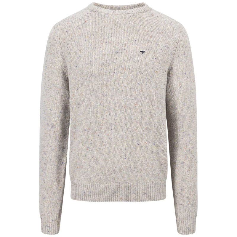 Fynch-Hatton Men's Donegal Crew Neck Sweater - (Winter White) | 1