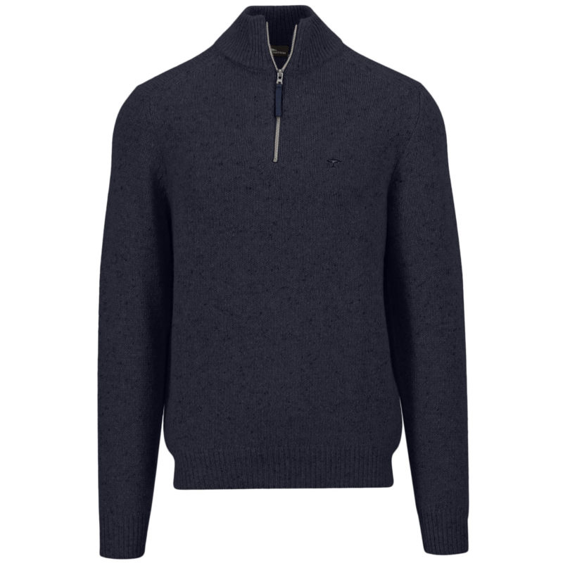 Fynch-Hatton Men's Troyer Donegal Zip Sweater - (Navy) | 1