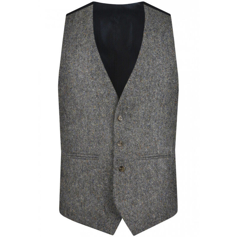 Torre Men's Colt Tweed Waistcoat - Light Grey | 1