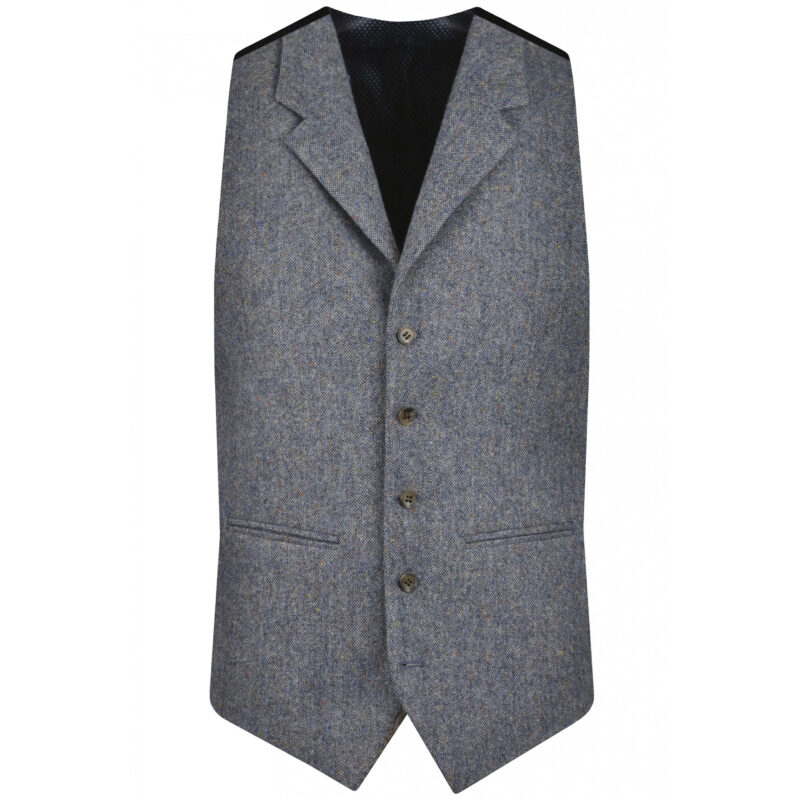 Torre Men's Meril Tweed Waistcoat - Light Blue | 1