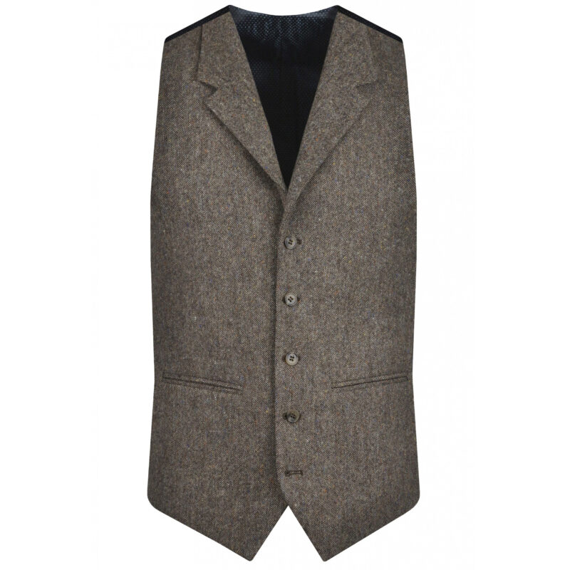 Torre Men's Meril Tweed Waistcoat - Brown | 1