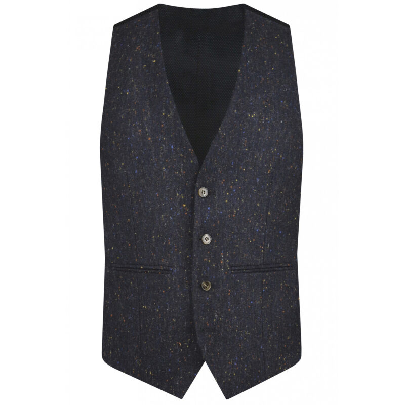 Torre Men's Colt Tweed Waistcoat - Navy | 1