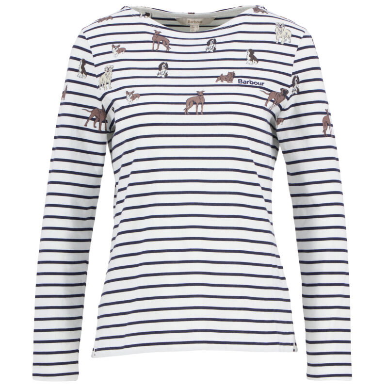 Barbour Women's Bradley Striped Long-Sleeved T-Shirt - Dog Print | 1