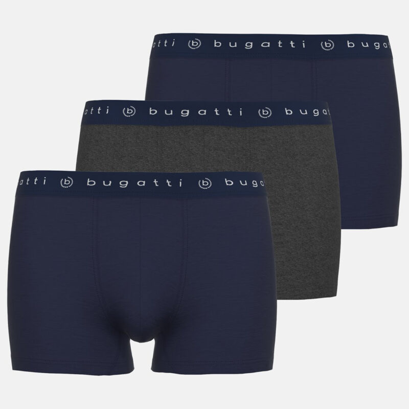 Bugatti Men's 3 pack trunks - Grey/Navy | 1