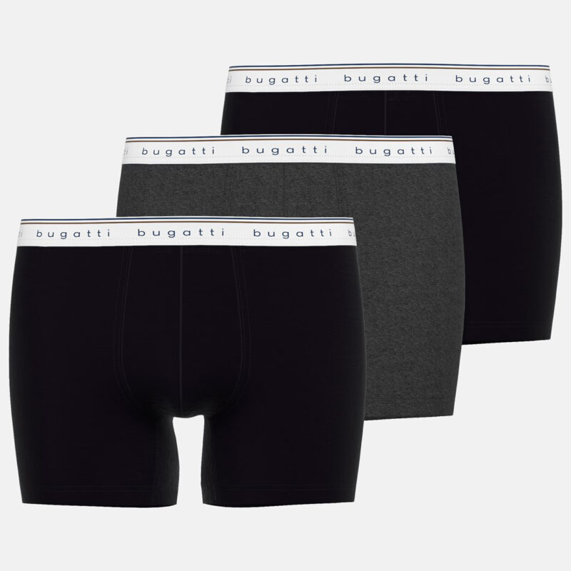 Bugatti Men's 3 pack trunks - Black/Grey | 1