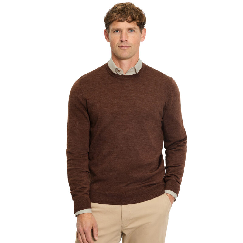 Olymp Men's Merino Crew-Neck Sweater - Brown | 1