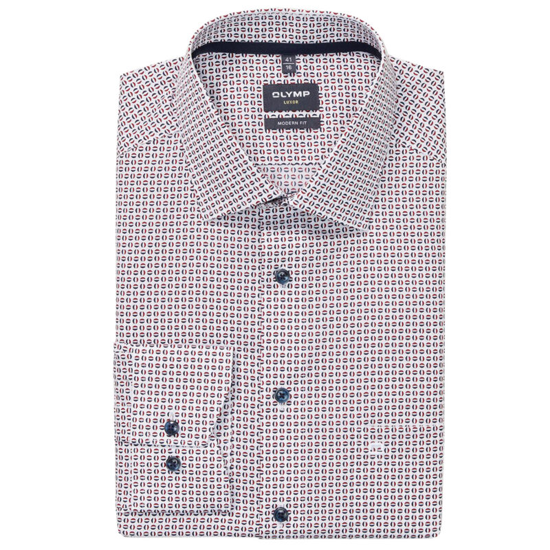 Olymp Men's Luxor Modern Fit Shirt - White Print | 1