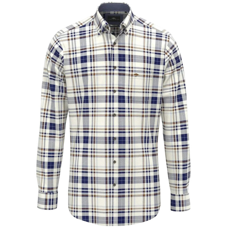 Fynch-Hatton Men's Premium Flannel Check Shirt - Misty Blue | 1