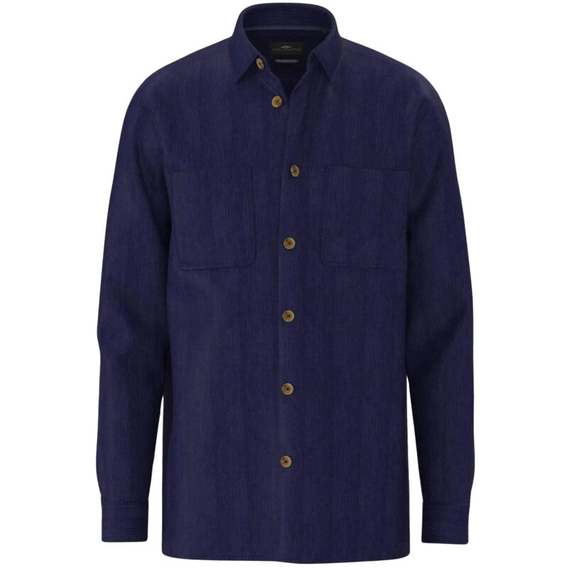 Fynch-Hatton Men's Soft Washed Cotton Corduroy Overshirt - Navy | 1