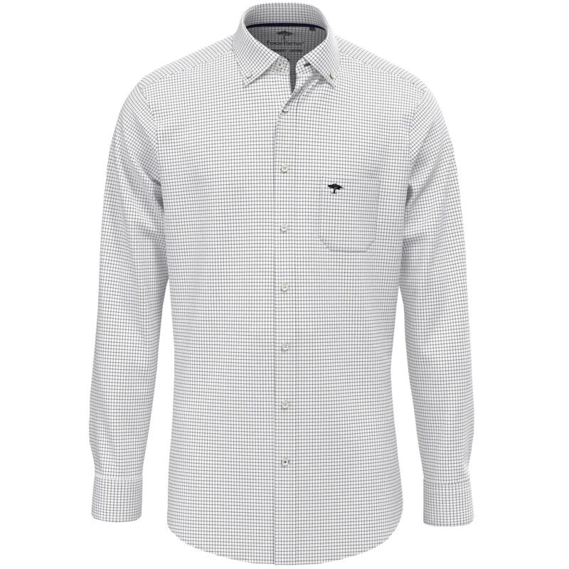 Fynch-Hatton Men's Supersoft Oxford Check Shirt - Navy | 1