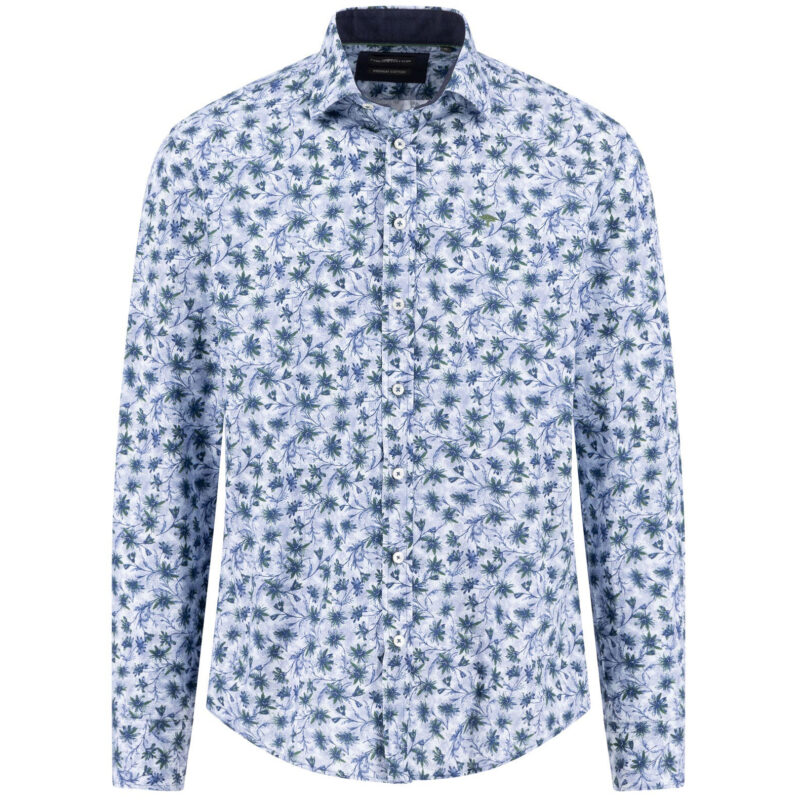 Fynch-Hatton Men's Premium Cotton leaf Print shirt - Blue | 1